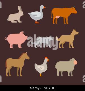 Abbildung: die Tiere auf dem Bauernhof Icon Set Stock Vektor