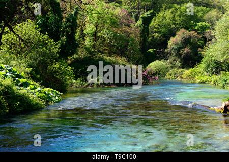 Die blauen Augen pool Karst Quellwasser Feder und natürliche Erscheinung Quelle der Bistrice Fluss Albanien Stockfoto