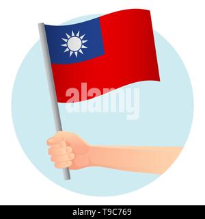 Taiwan Flagge in der Hand. Patriotischen Hintergrund. Flagge von Taiwan Abbildung Stockfoto