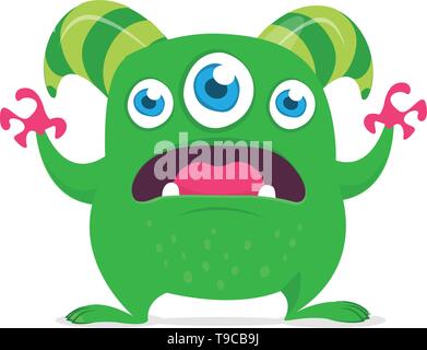 Cute cartoon alien Monster mit drei Augen. Vector Illustration auf weißen isoliert Stock Vektor