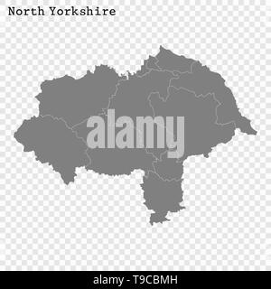 Hohe Qualität Karte von North Yorkshire ist ein County in England, mit den Grenzen der Kreise Stock Vektor