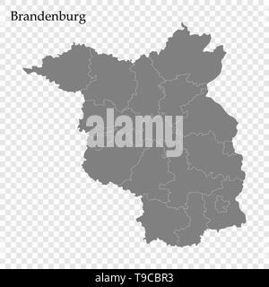 Hohe Qualität Karte von Brandenburg ist ein Bundesland der Bundesrepublik Deutschland und mit den Grenzen der Kreise Stock Vektor