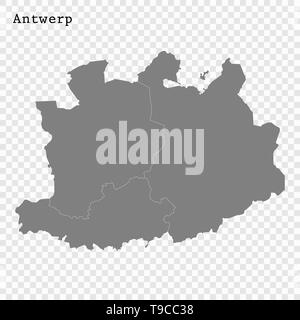 Hohe Qualität Karte von Antwerpen ist eine Provinz in Belgien, mit Grenzen der Regionen Stock Vektor