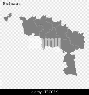 Hohe Qualität Karte von Hennegau ist eine Provinz in Belgien, mit Grenzen der Regionen Stock Vektor