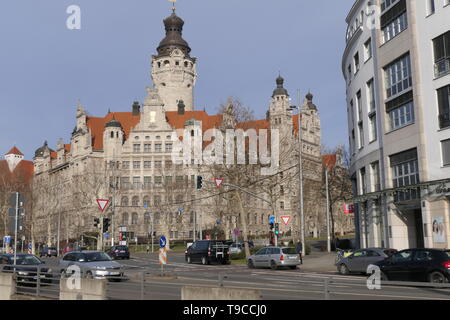 LEIPZIG, Deutschland - 23. FEBRUAR 2019: Das neue Rathaus der Stadt Leipzig Stockfoto