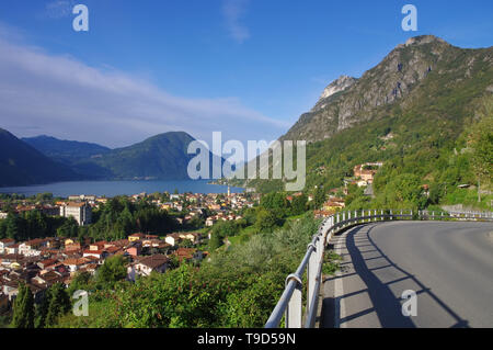 Kleine Stadt Porlezza am Luganer See, Italien Stockfoto