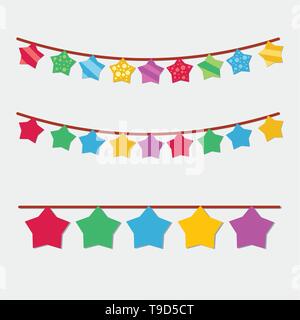 Star Bunting und girlande Vektor einrichten Stock Vektor