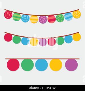 Kreis Bunting und girlande Vektor einrichten Stock Vektor
