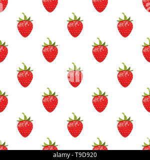 Nahtlose Muster mit Erdbeeren. Solide und flachen Farbe Design. Stockfoto