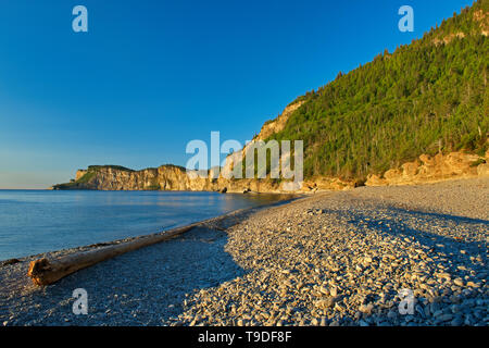 Kalkfelsen der Cap-Bon-Ami am Golf von St. Lawrence bei Sonnenaufgang. Appalachen 'northeasternmost Tipp in Nordamerika. Nationalpark forillon Quebec Kanada Stockfoto