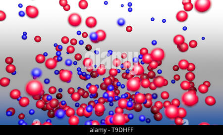 Rot und Blau drei-dimensionalen Sphären. Abstrakt. 3D-Rendering Stockfoto