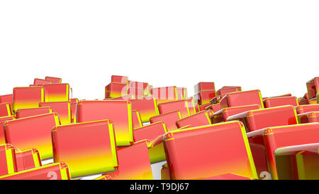 Rot-orange glänzend drei-dimensionale Würfel. Hintergrund. 3D-Rendering Stockfoto