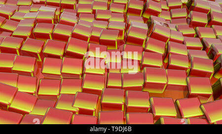 Rot-orange glänzend drei-dimensionale Würfel. Hintergrund. 3D-Rendering Stockfoto