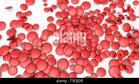 Red dreidimensionale Ellipsen auf grauem Hintergrund. 3D-Rendering Stockfoto