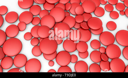 Red dreidimensionale Ellipsen auf grauem Hintergrund. 3D-Rendering Stockfoto