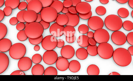 Red dreidimensionale Ellipsen auf grauem Hintergrund. 3D-Rendering Stockfoto