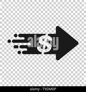 Überweisen Sie Geld Symbol in transparenten Stil. Dollar Vector Illustration auf isolierte Hintergrund. Zahlung Geschäftskonzept. Stock Vektor
