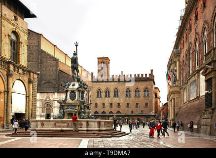 Piazza Nettuno in Bologna. Italien Stockfoto