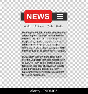 News Vorlage Zeichen Symbol in transparenten Stil. Newsletter Vector Illustration auf isolierte Hintergrund. Smartphone banner Business Konzept. Stock Vektor