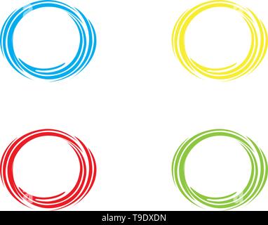 Vier helle farbige Kreise Vektor auf weißem Hintergrund. Stock Vektor