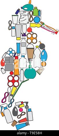 Sea Horse build up aus farbigem Kunststoff auf weißem Hintergrund Stock Vektor