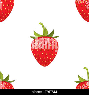 Nahtlose Muster mit Erdbeeren. Solide und flachen Farbe Design. Stockfoto
