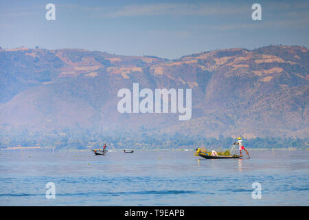 Fischer am Inle-see Burma (Myanmar) Stockfoto