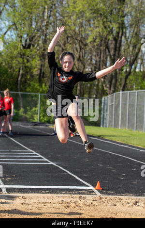 Bilder von einer mittleren Schule Schiene Treffen in Middleton, Wisconsin, USA. Stockfoto