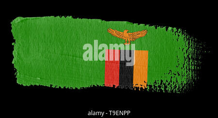 Pinselstrich Flagge Sambia Stockfoto