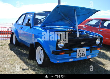 Ford Escort MK2 Rallye Auto auf Anzeige an der Riviera Classic Car Show, Torquay, Devon, England. Großbritannien Stockfoto