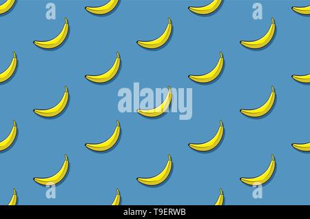 Banane nahtlose Textur auf Blau Stock Vektor