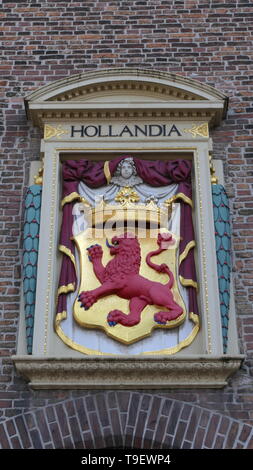 Die offizielle Hollandia Wappen auf einem historischen Gebäude in Den Haag, Niederlande Stockfoto