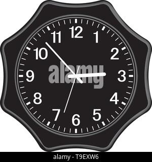 Schwarz Wanduhr. Home Dekoration. 3D-Effekt. Vector Illustration Stock Vektor