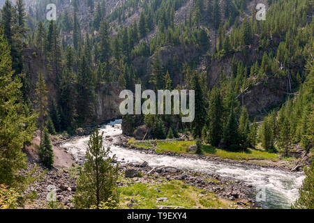 Firehole Canyon Drive im Yellowstone National Park in Wyoming Stockfoto