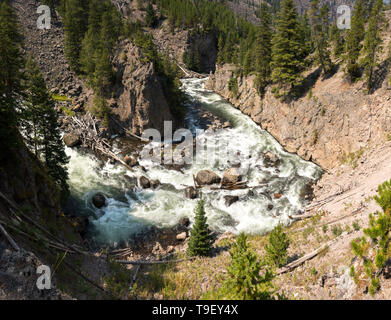 Firehole Canyon Drive im Yellowstone National Park in Wyoming Stockfoto