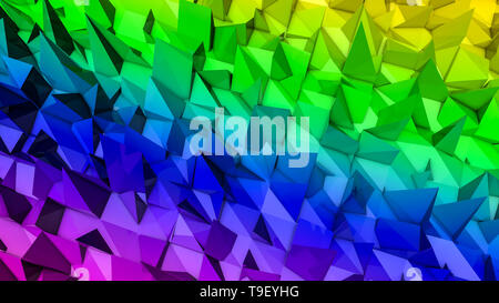 Rainbow verformte Fläche. Abstrakt Hintergrund. 3D-Rendering Stockfoto