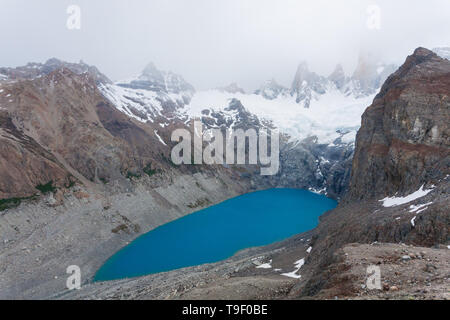 Laguna Sucia Aussicht an einem bewölkten Tag. Fitz Roy Berg, Patagonien, Argentinien Stockfoto