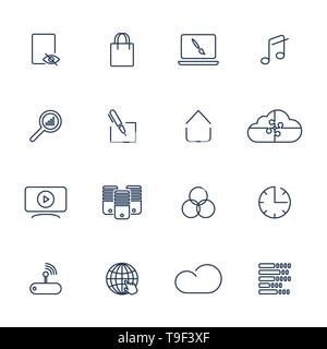 16 Vector Icons für Software, Anwendungen oder Websites - soziale Medien und Technologie Stock Vektor