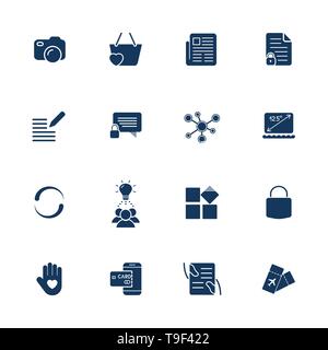 Verschiedene Einfache universelle Symbole für Websites, Anwendungen, Programme. Kamera, Messenger, Laptop, Social Network, Lock und anderen. Stock Vektor