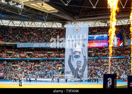 Allgemeine Ansicht zu Beginn des FA Cup Finale zwischen Manchester City und Watford im Wembley Stadion, London, England am 18. Mai 2019. Foto von salvio Calabrese. Nur die redaktionelle Nutzung, eine Lizenz für die gewerbliche Nutzung erforderlich. Keine Verwendung in Wetten, Spiele oder einer einzelnen Verein/Liga/player Publikationen. Stockfoto