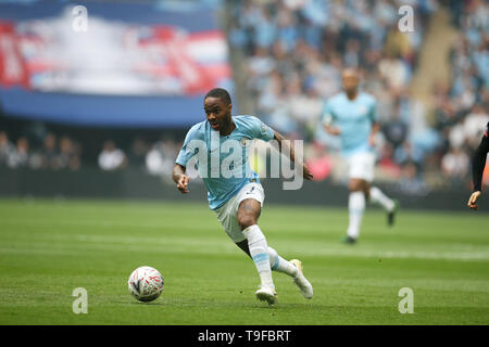 Raheem Sterling von Manchester City in Aktion. Die Emirate FA-Cup, Manchester City v Watford im Wembley Stadion in London am Samstag, den 18. Mai 2019. Dieses Bild dürfen nur für redaktionelle Zwecke verwendet werden. Nur die redaktionelle Nutzung, eine Lizenz für die gewerbliche Nutzung erforderlich. Keine Verwendung in Wetten, Spiele oder einer einzelnen Verein/Liga/player Publikationen. pic von Andrew Obstgarten/Andrew Orchard sport Fotografie/Alamy leben Nachrichten Stockfoto