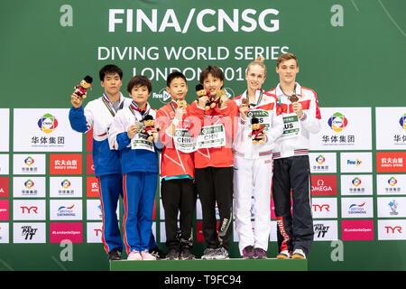 London, Großbritannien. Mai, 2019 18. Während der FINA/CNSG Diving World Series Finale in London Aquatics Center am Samstag, den 18. Mai 2019. London England. Credit: Taka G Wu/Alamy leben Nachrichten Stockfoto