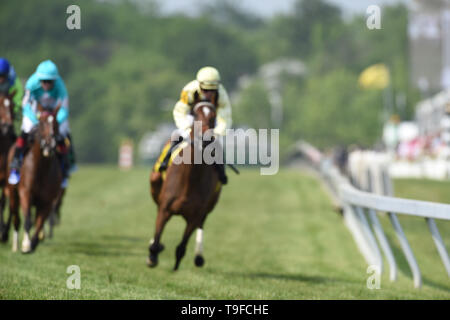 Baltimore, MD, USA. 18 Mai, 2019. Mai 18, 2019: Auf Preakness Tag am Pimlico Rennstrecke in Baltimore, Maryland. Carlos Calo/Eclipse Sportswire/CSM/Alamy leben Nachrichten Stockfoto