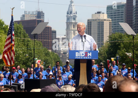 Philadelphia, PA, USA. 18 Mai, 2019. : Joe Biden hält erste Kundgebung an der Wiege der amerikanischen Demokratie, Philadelphia, Pa 18, 2019 Credit:: Star Shooter / Medien Punch/Alamy leben Nachrichten Stockfoto