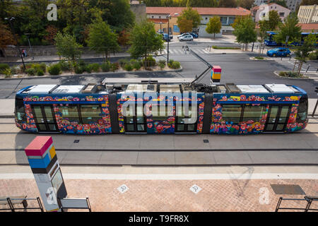 Die Bahnlinie Aubagne (französisch Straßenbahn d'Aubagne oder Tramway du Pays d'Aubagne et de l'Étoile) ist ein straßenbahnsystem in der französischen S Stockfoto