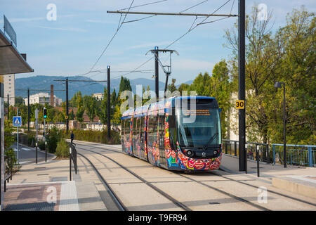 Die Bahnlinie Aubagne (französisch Straßenbahn d'Aubagne oder Tramway du Pays d'Aubagne et de l'Étoile) ist ein straßenbahnsystem in der französischen S Stockfoto