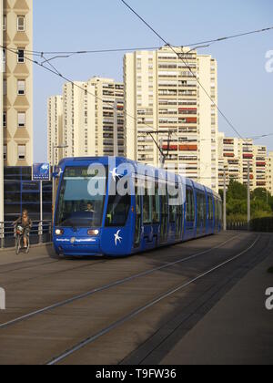 Straßenbahn Montpellier, °1 Hotel de Ville 2013 Stockfoto