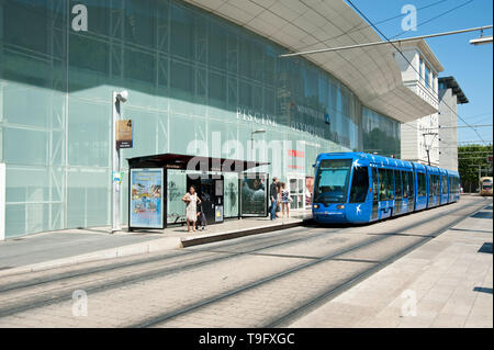 Montpellier, Straßenbahn, Linie 1, Place de l'Europe Stockfoto