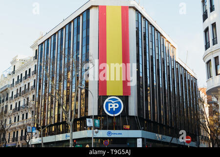 Partido Popular Gebäude und Logo in Genua 13. Spanische Volkspartei Hauptsitz Stockfoto