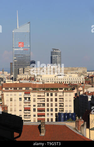 Vue Panoramique depuis La Colline de Notre-Dame de Fourvière. Lyon/Panoramablick aus der Sicht von Notre Dame De Fourviere Hill. Stockfoto